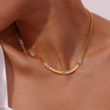 LILU Herringbone Necklaces 18k Gold Plated Stainless Steel