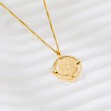 MAKDA Sun Coin Necklace 18K Plated Stainless Steel