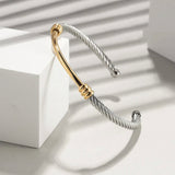 NORI CABLE CUFF TW0 -TONE STAINLESS STEEL GOLD PLATED