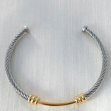 NORI CABLE CUFF TW0 -TONE STAINLESS STEEL GOLD PLATED