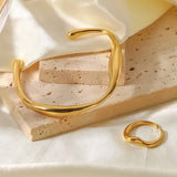 ELLENA 18k Gold Plated Cuffs and a Matching Adjustable Ring