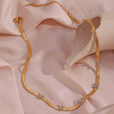 LILU Herringbone Necklaces 18k Gold Plated Stainless Steel