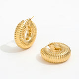 SINA 18K Gold/ Silver Plated Stainless Steel Snail Hollow Chunky Hoops