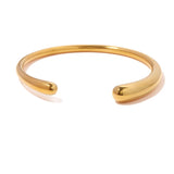 MAKI 18k Gold Plated Stainless Steel Cuff Bracelets and Adjustable Matching Rings