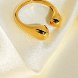 MAKI 18k Gold Plated Stainless Steel Cuff Bracelets and Adjustable Matching Rings