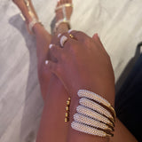 ABBY Mini Pearl cuff Bracelets and free size Matching Rings