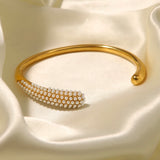 ABBY Mini Pearl cuff Bracelets and free size Matching Rings