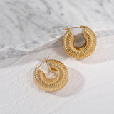 SINA 18K Gold/ Silver Plated Stainless Steel Snail Hollow Chunky Hoops