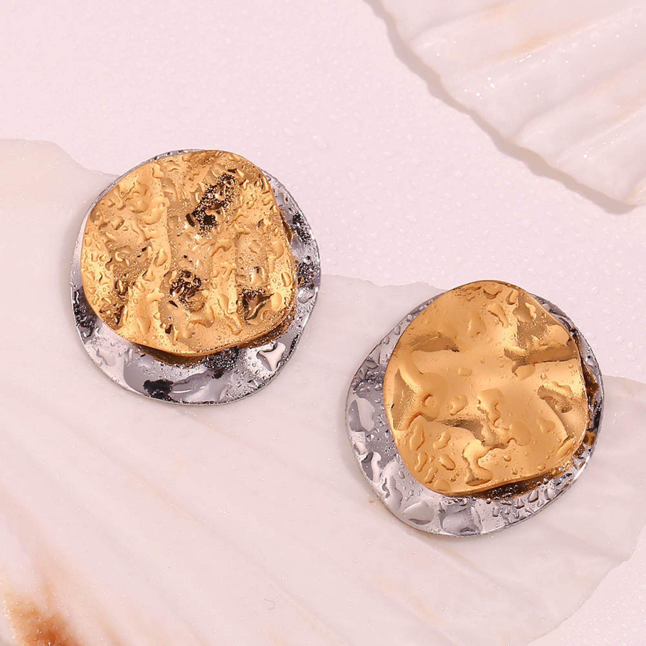 HIWI PVD Gold Plated Hammered Studs
