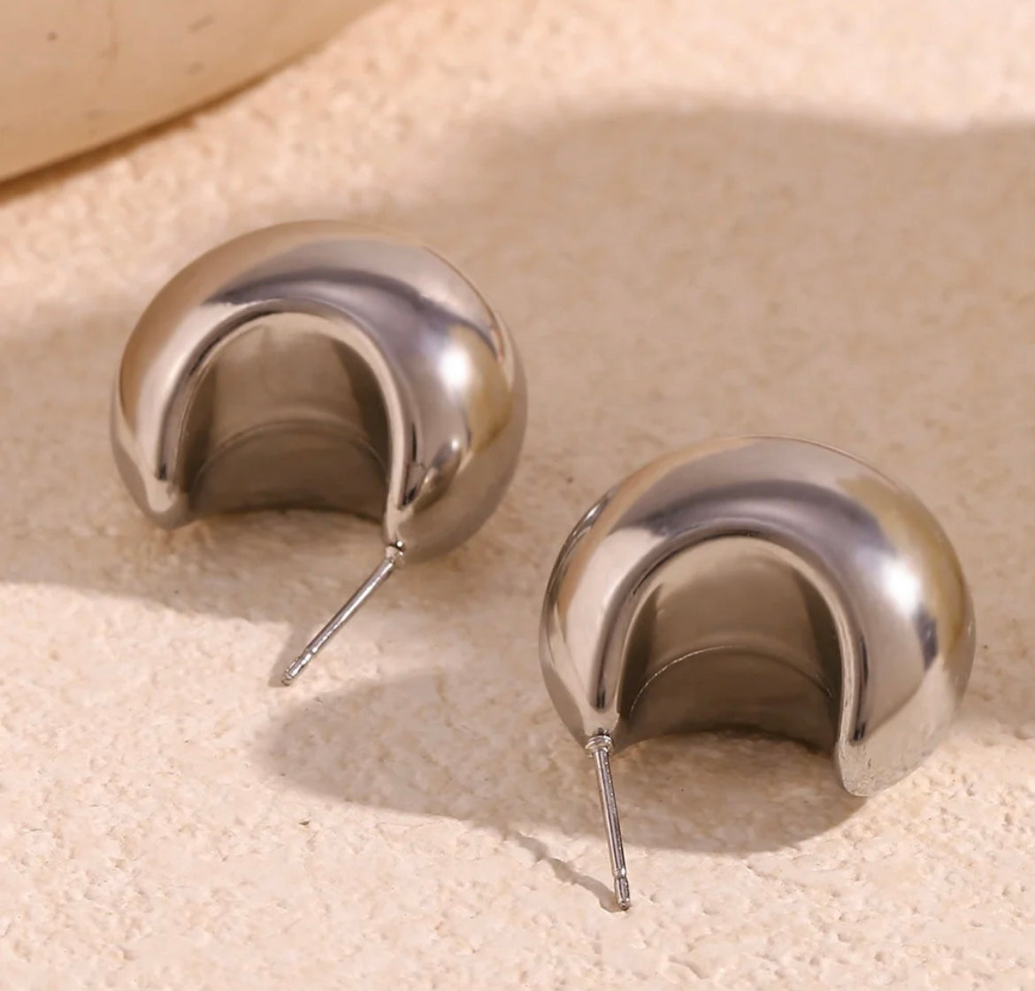 ALYA Moon Studs 18K Gold and Silver Plated Stainless Steel